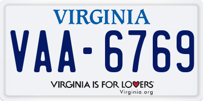 VA license plate VAA6769