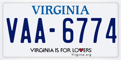 VA license plate VAA6774