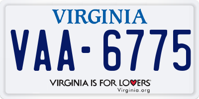 VA license plate VAA6775