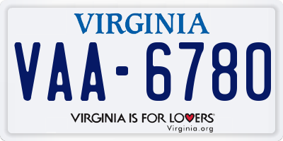 VA license plate VAA6780