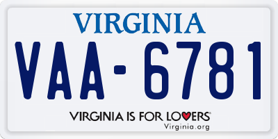 VA license plate VAA6781