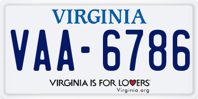 VA license plate VAA6786