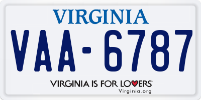 VA license plate VAA6787