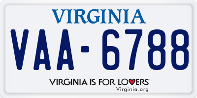 VA license plate VAA6788