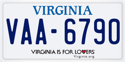 VA license plate VAA6790