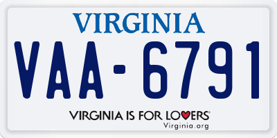 VA license plate VAA6791