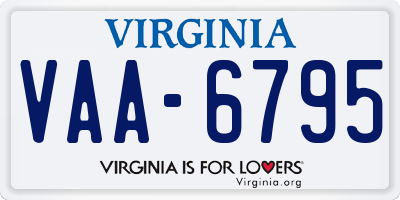 VA license plate VAA6795