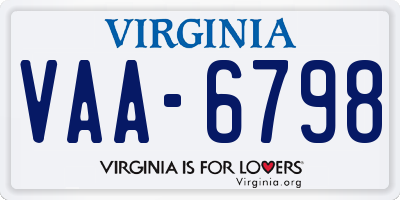 VA license plate VAA6798