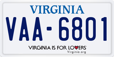 VA license plate VAA6801