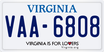 VA license plate VAA6808