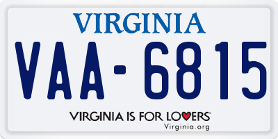 VA license plate VAA6815