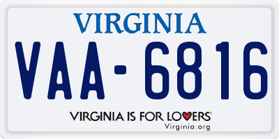 VA license plate VAA6816