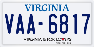 VA license plate VAA6817