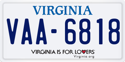 VA license plate VAA6818