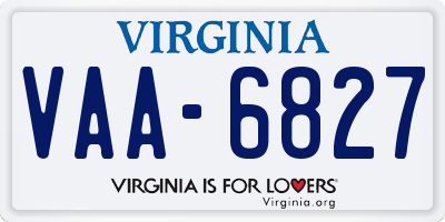 VA license plate VAA6827