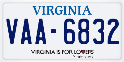 VA license plate VAA6832