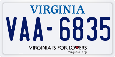 VA license plate VAA6835