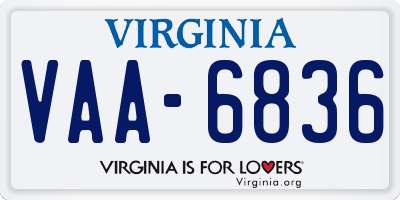 VA license plate VAA6836