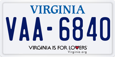 VA license plate VAA6840