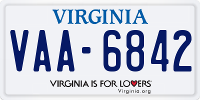 VA license plate VAA6842