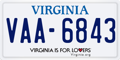 VA license plate VAA6843