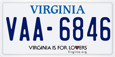 VA license plate VAA6846