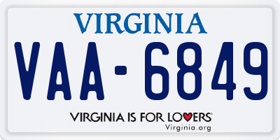 VA license plate VAA6849