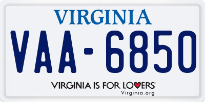 VA license plate VAA6850