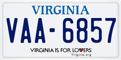 VA license plate VAA6857