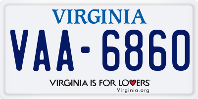 VA license plate VAA6860