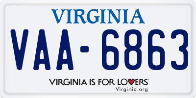 VA license plate VAA6863