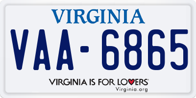 VA license plate VAA6865