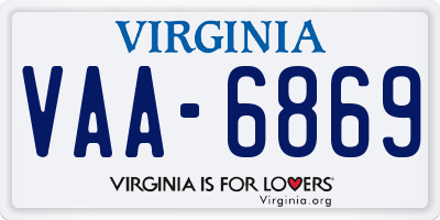 VA license plate VAA6869