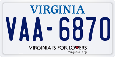 VA license plate VAA6870