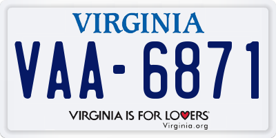 VA license plate VAA6871