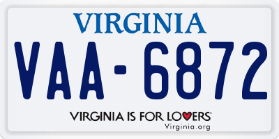 VA license plate VAA6872