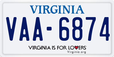 VA license plate VAA6874