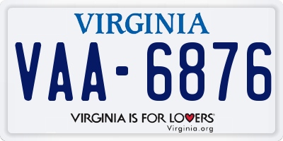 VA license plate VAA6876