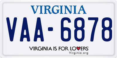 VA license plate VAA6878