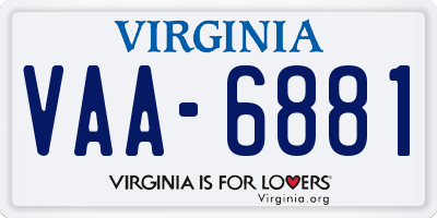 VA license plate VAA6881