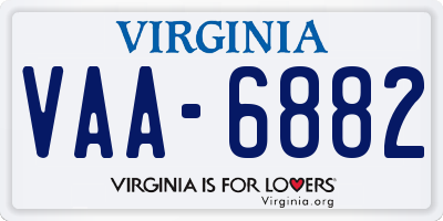 VA license plate VAA6882