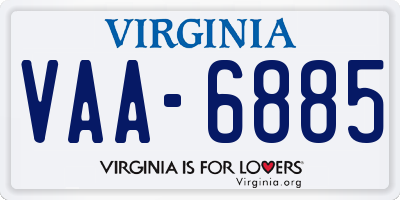 VA license plate VAA6885