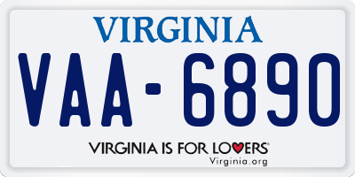 VA license plate VAA6890