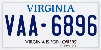 VA license plate VAA6896