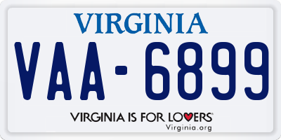 VA license plate VAA6899