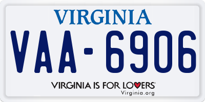 VA license plate VAA6906