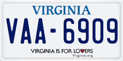 VA license plate VAA6909