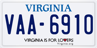 VA license plate VAA6910