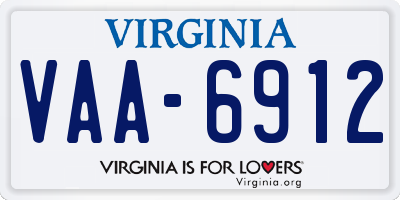 VA license plate VAA6912