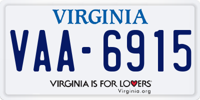 VA license plate VAA6915